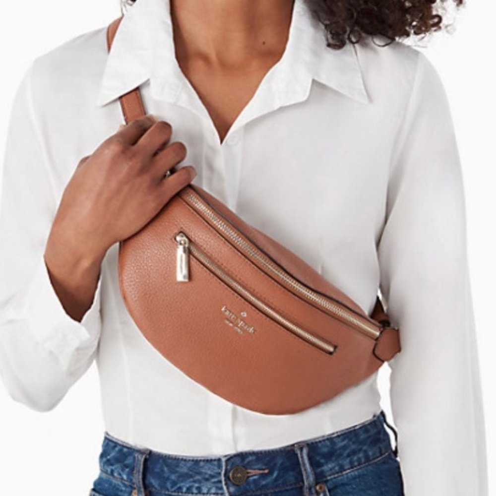 #bagsavenue Leila Belt Bag Warm Gingerbread Pebbled Leather Fanny Kate Spade - Picture 1 of 15